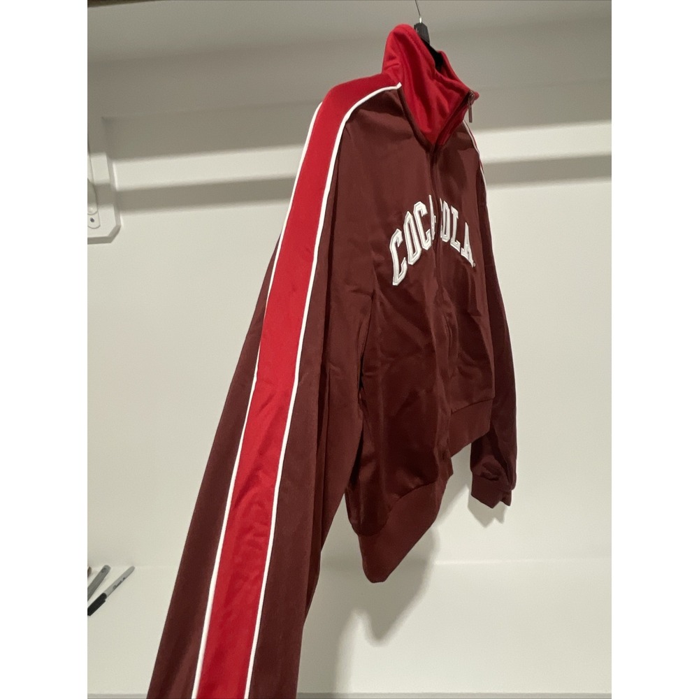 Coca Cola Track Jacket Large‎ Adult Red Cropped Spell Out Logo Full Zip Womens M - Picture 5 of 8